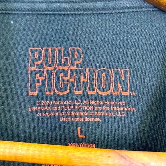 Pulp Fiction - Black And Orange Bright Pulp Fiction Logo Short Sleeve T Shirt L - Picture 7 of 8